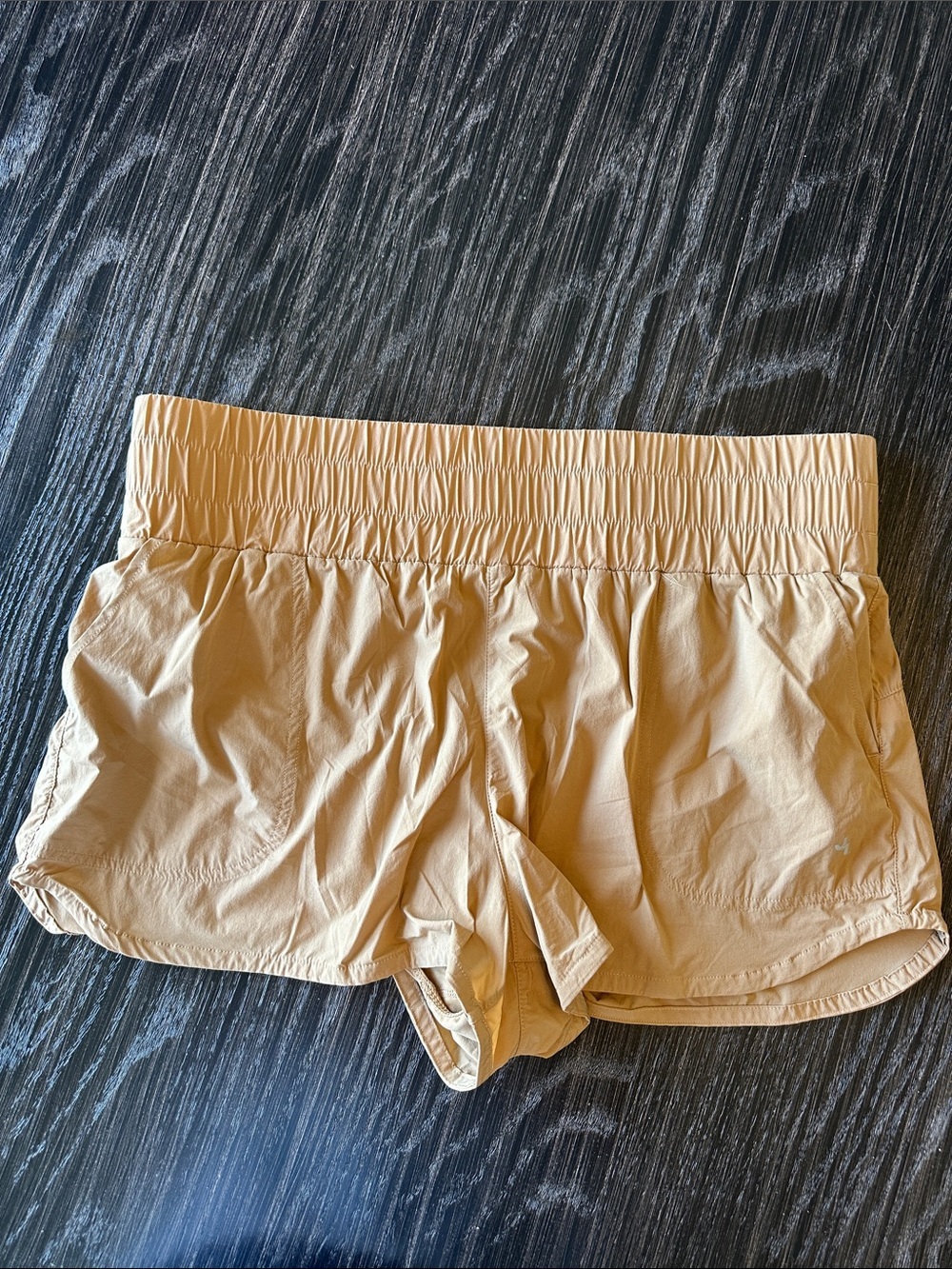 JoyLab Tan High Rise Lined Lightweight Pull-on Dolphin Hem Running Shorts, XL